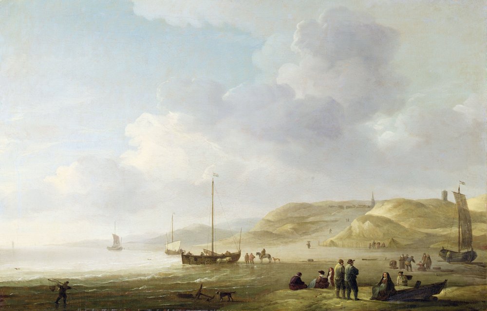 La Costa Cerca de Scheveningen con Barcos de Pesca en la Orilla de Charles Brooking
