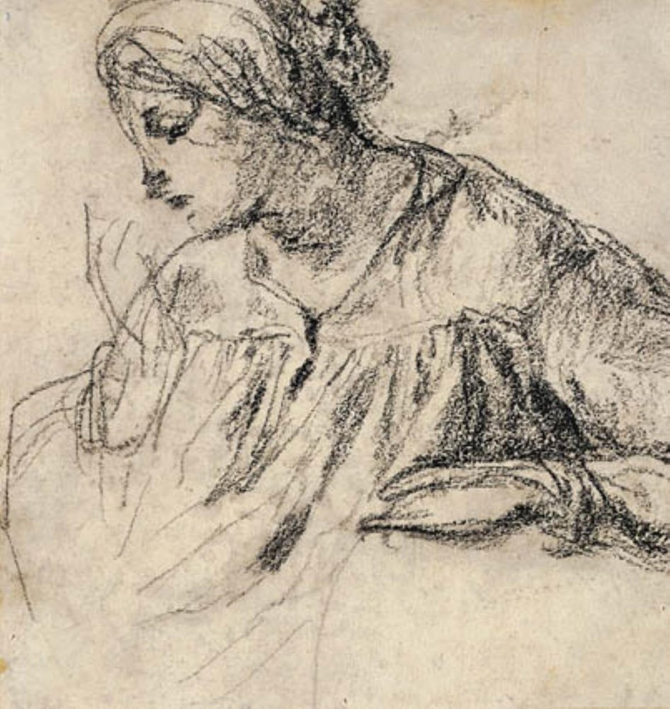 Mujer con el rostro de perfil de Charles Emile Jacque
