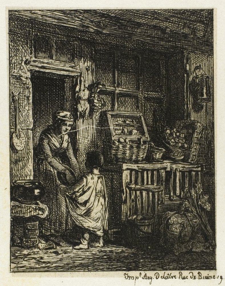 El comerciante de frutas y el niño de Charles Emile Jacque