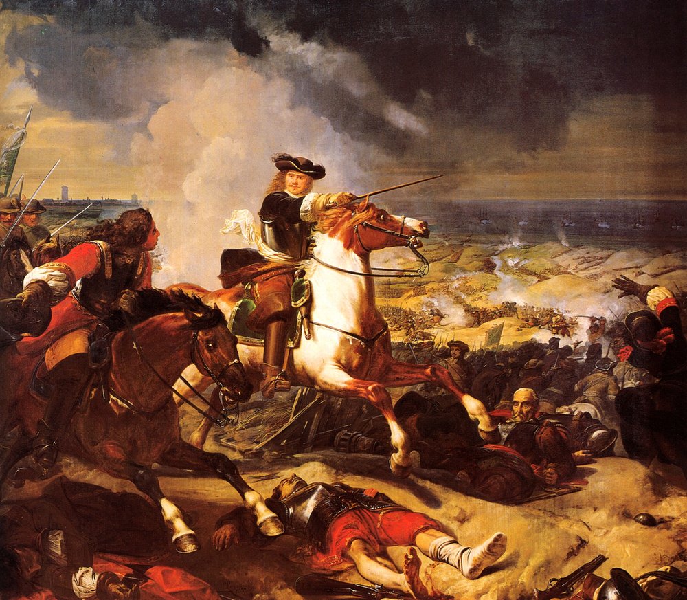 Batalla de las Dunas en el sitio de Dunkerque, 14 de junio de 1658 de Charles-Philippe Lariviere