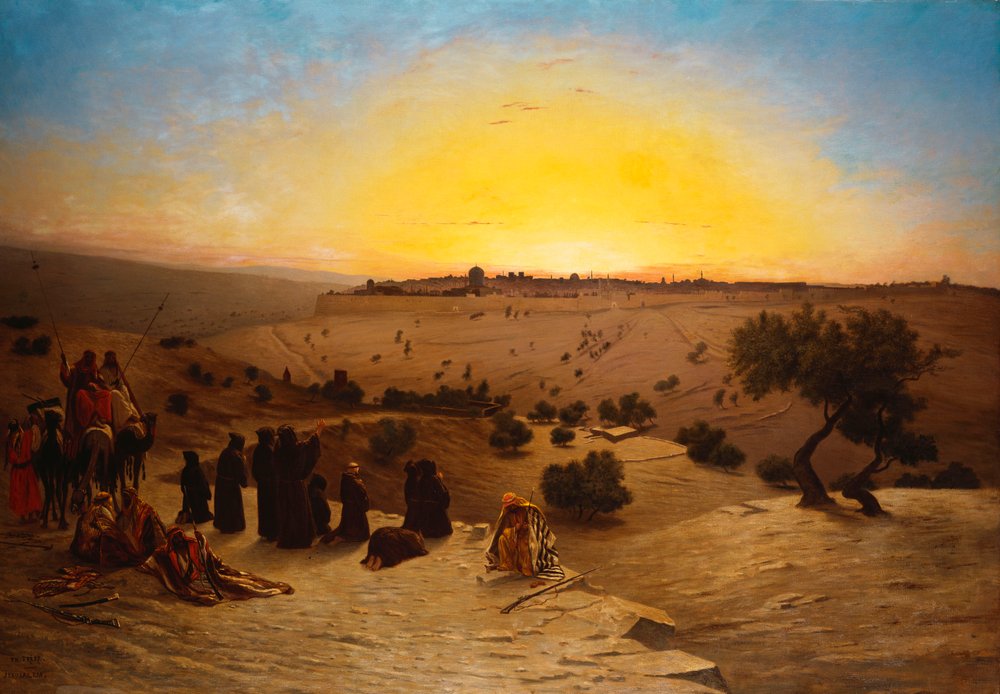 Peregrinos adorando fuera de Jerusalén de Charles Theodore Frere