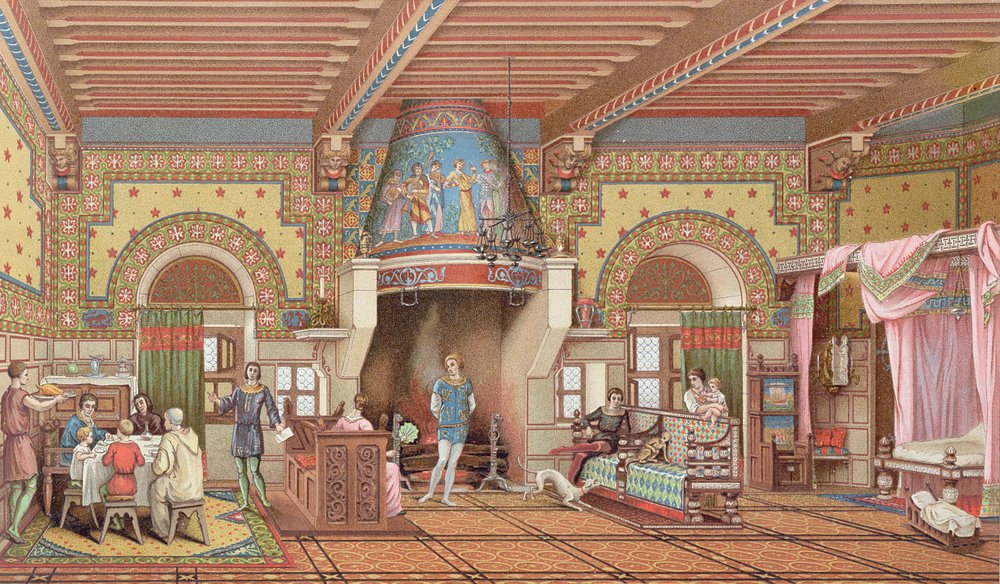 Interior de un castillo francés durante la Edad Media, hacia 1845 de Charpentier