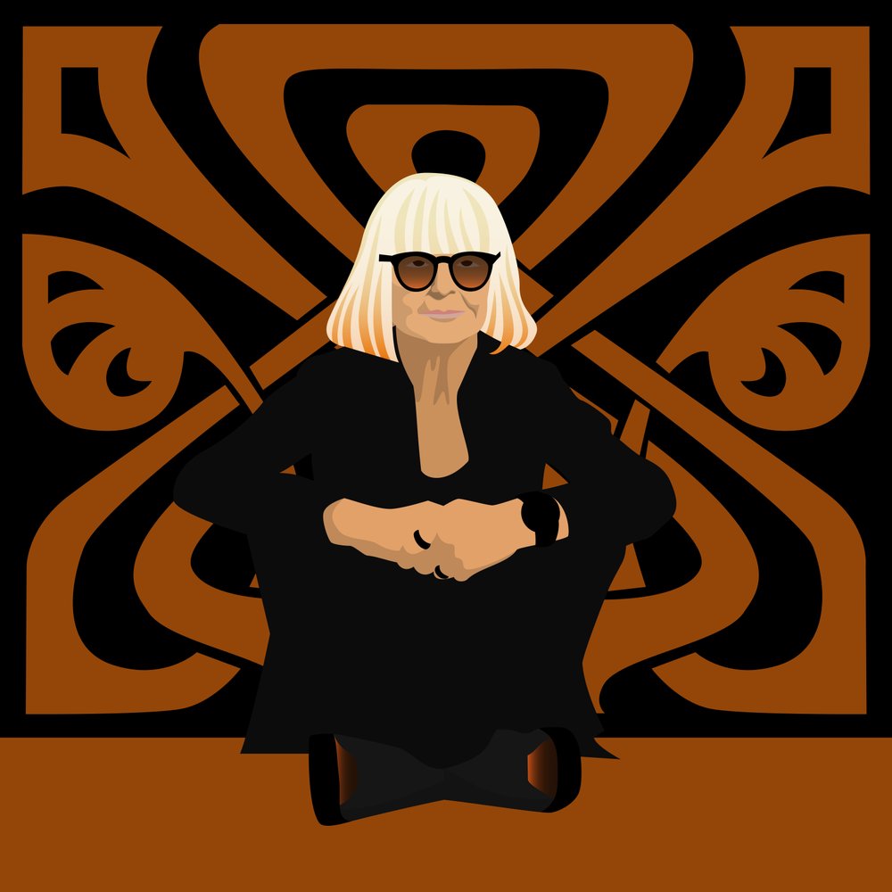 Retrato de Barbara Hulanicki, diseñadora de moda, fundadora de Biba, diseñadora de interiores e ilustradora de Claire Huntley
