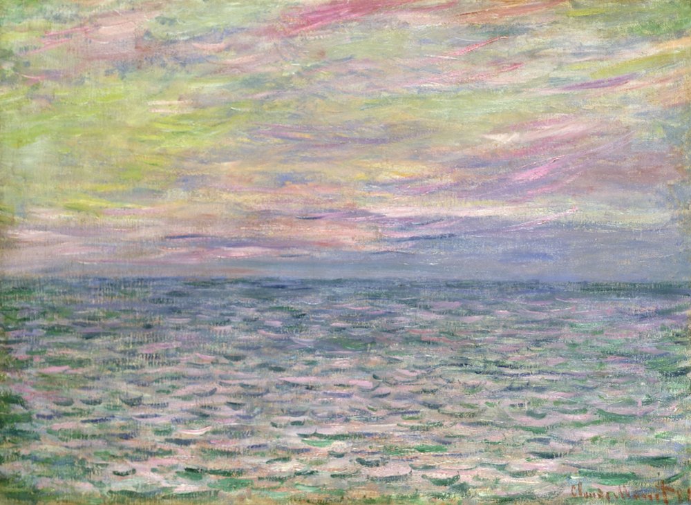 En alta mar, puesta de sol en Pourville, 1882 de Claude Monet