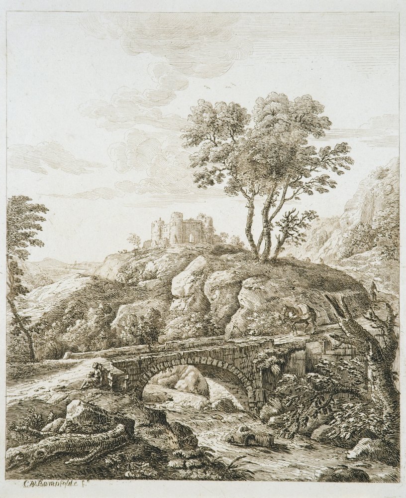 Paisaje con castillo (aguafuerte sobre papel) de Copplestone Warre Bamfylde