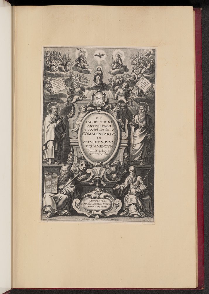 Página de título para "Commentarius in Vetvs et Novvm Testamentvm" de R.P. Jacobi Tirini de Cornelis Galle I after Sir Peter Paul Rubens