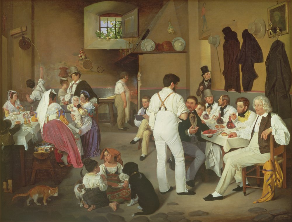 Artistas daneses en la Osteria la Gonsola, Roma, 1837 de Ditlev Conrad Blunck