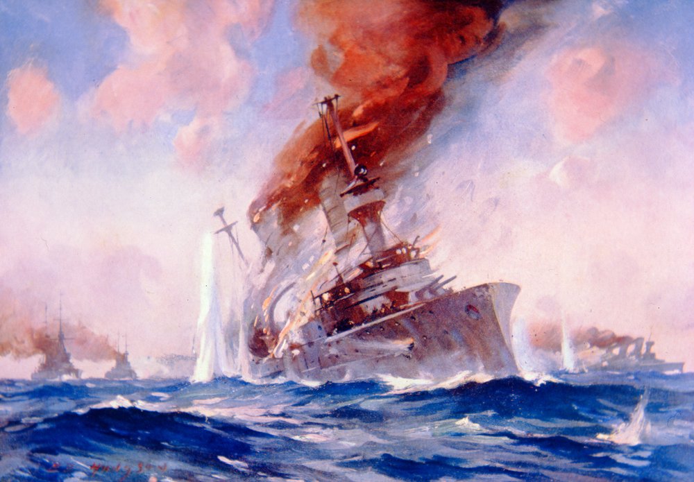 Batalla de las Malvinas: Hundimiento del Scharnhorst de E. S. (after) Hodgson