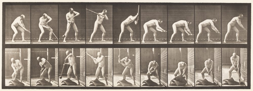 Placa 396. Golpeando con un Mazo de Eadweard Muybridge