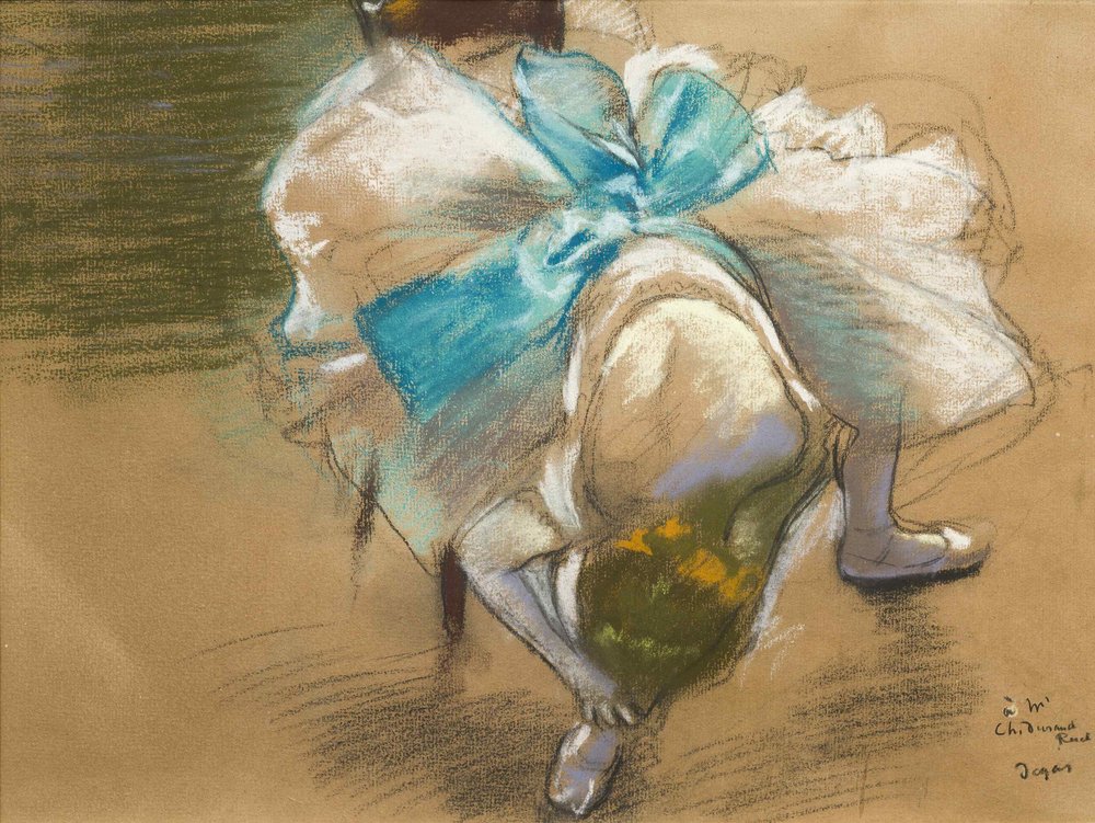 Bailarina atando su zapatilla, 1887 de Edgar Degas