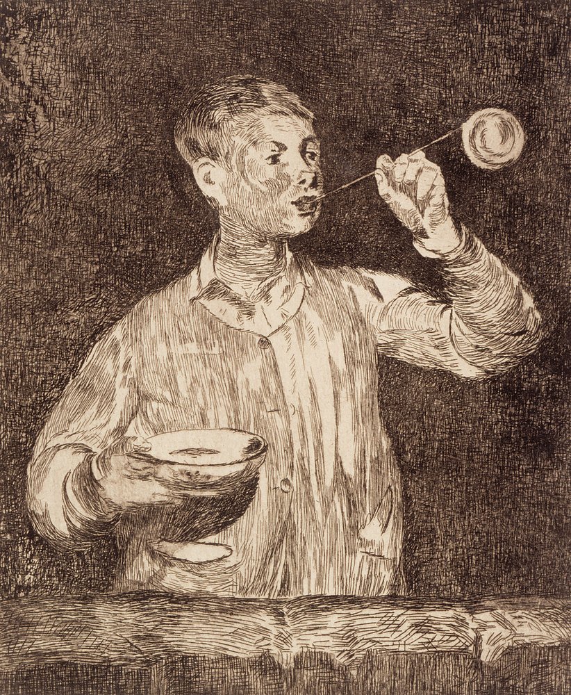 Niño soplando pompas de jabón de Édouard Manet