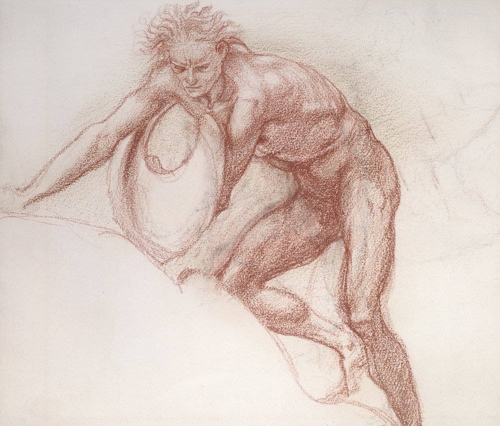 Desnudo masculino, estudio para Hércules de Edward Burne-Jones
