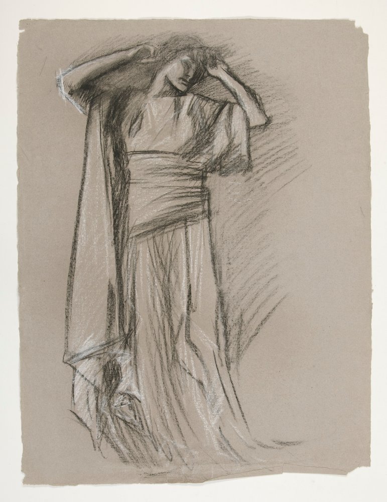 Estudio de figuras para el Castillo de las Doncellas (?), de The Quest of the Holy Grail (una serie de 15 pinturas para la Biblioteca Pública de Boston, completada en 1901) de Edwin Austin Abbey