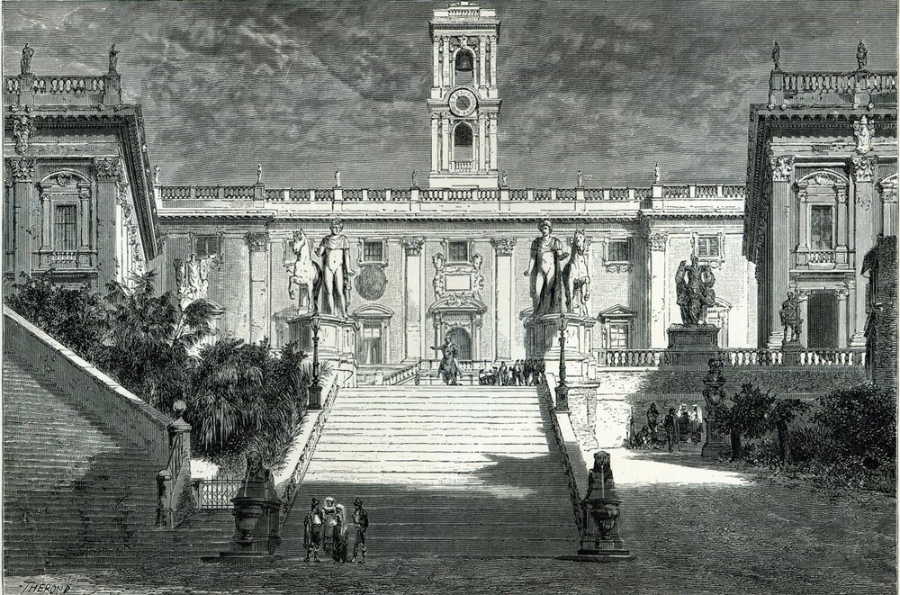 Fachada del Palacio Senatorial, Roma de Emile Theodore Therond