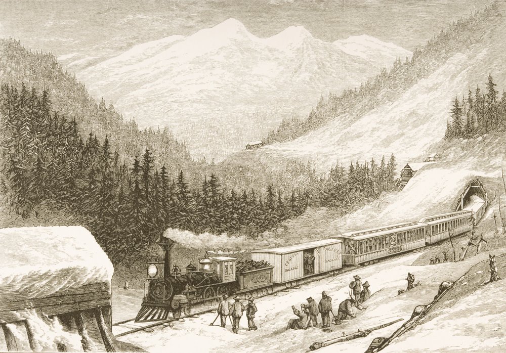 Transportando el correo de los Estados Unidos a través de la Sierra Nevada en 1870, de 