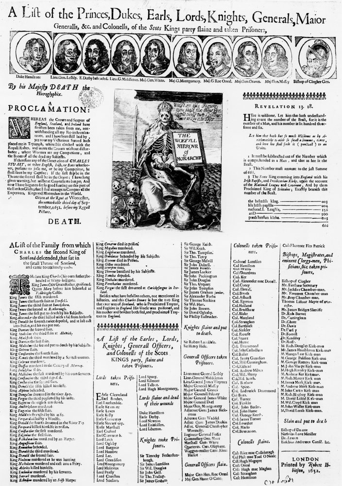 Lista de los leales al Rey de Escocia que fueron asesinados y tomados prisioneros, 1652 de English School