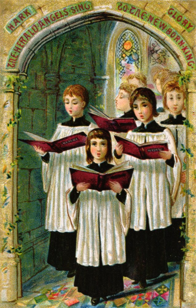 "Hark the Herald Angels Sing", postal victoriana de English School