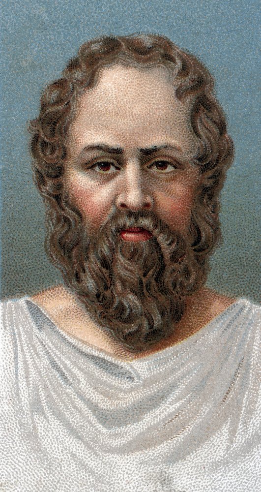 Retrato del filósofo griego Sócrates (469-399 a.C.) Sócrates - De la serie “Líderes de Hombres” - Cromolitografía - Escuela Inglesa, siglo XX de English School
