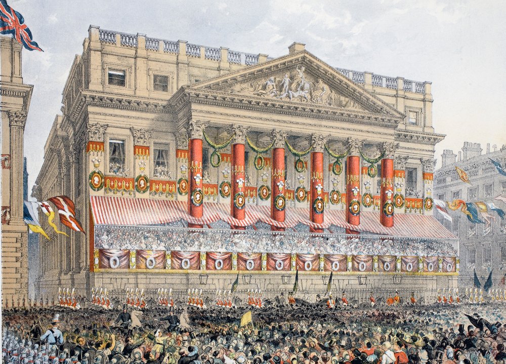 La Mansion House, 7 de marzo de 1863, de A Memorial of the Marriage of Edward VII and Alexandra of Denmark, pub. 1864 de English School