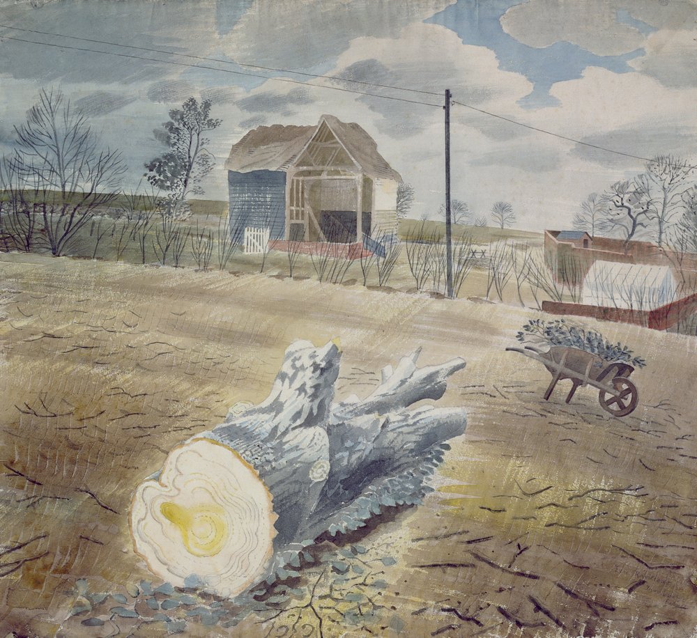 Tronco de Árbol y Carretilla | Eric Ravilious