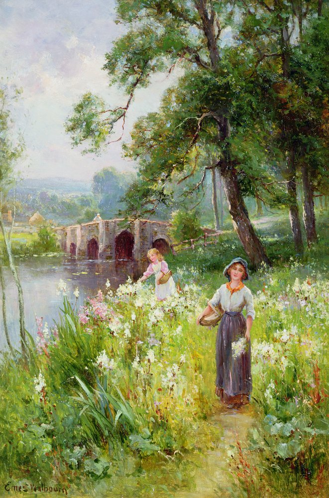 Recogiendo flores junto al río de Ernest Walbourn