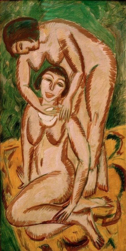 Dos desnudos femeninos en formato vertical de Ernst Ludwig Kirchner