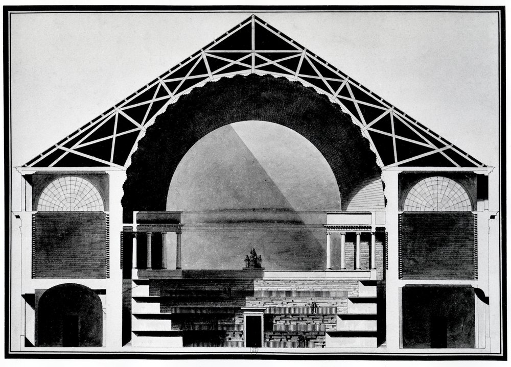 Diseño para la Biblioteca Real de Francia (litografía). de Etienne Louis Boullee
