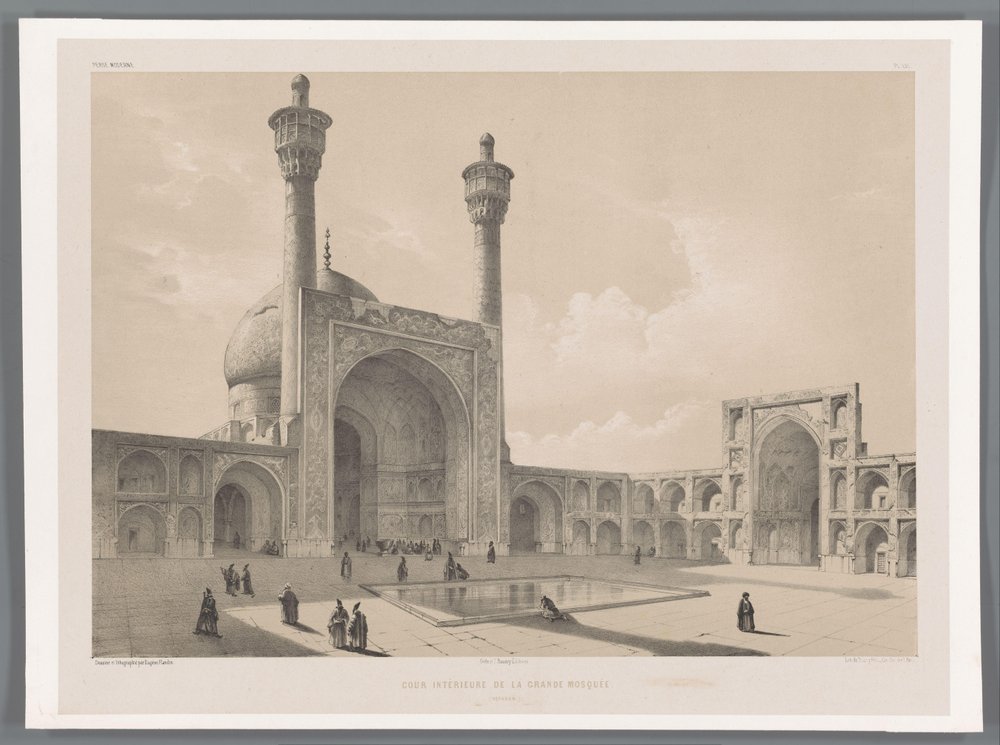 Patio interior de la mezquita del viernes de Isfahan
Cour intérieure de la grande mosquée (Ispahan) (título en el objeto)
Paisajes persas (título de la serie)
Perse moderne (título de la serie) de Eugene Flandin