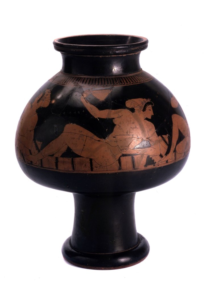 Vaso ático de figuras rojas con escena de simposio, 505-500 a.C. de Euphronios