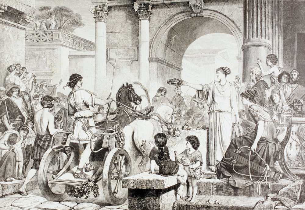 El final de la Carrera de Carros en los Juegos Olímpicos en la Antigua Grecia, de 