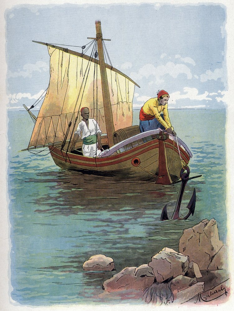 Robinson Crusoe escapa del cautiverio. de Felicien baron de Myrbach-Rheinfeld