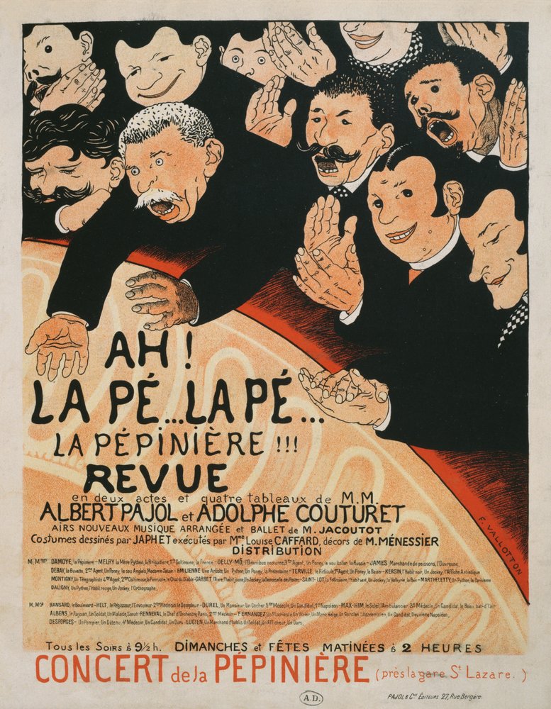 «¡Ah! ¡La Pé... la Pé... La Pépinière!!!», cartel para un espectáculo de variedades en el Concert de la Pépinière, 1898 de Felix Edouard Vallotton