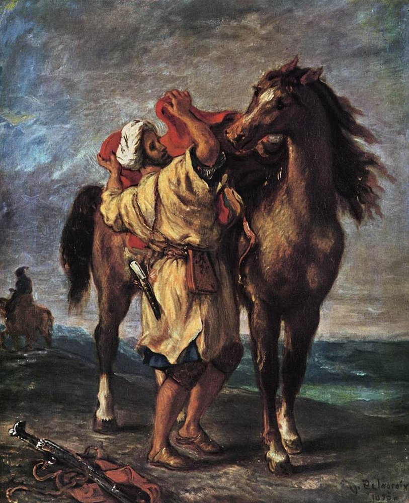Marroquí y su caballo de Ferdinand Victor Eugene Delacroix