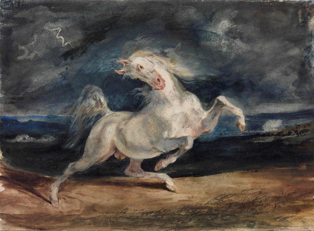Caballo asustado por un relámpago de Ferdinand Victor Eugene Delacroix