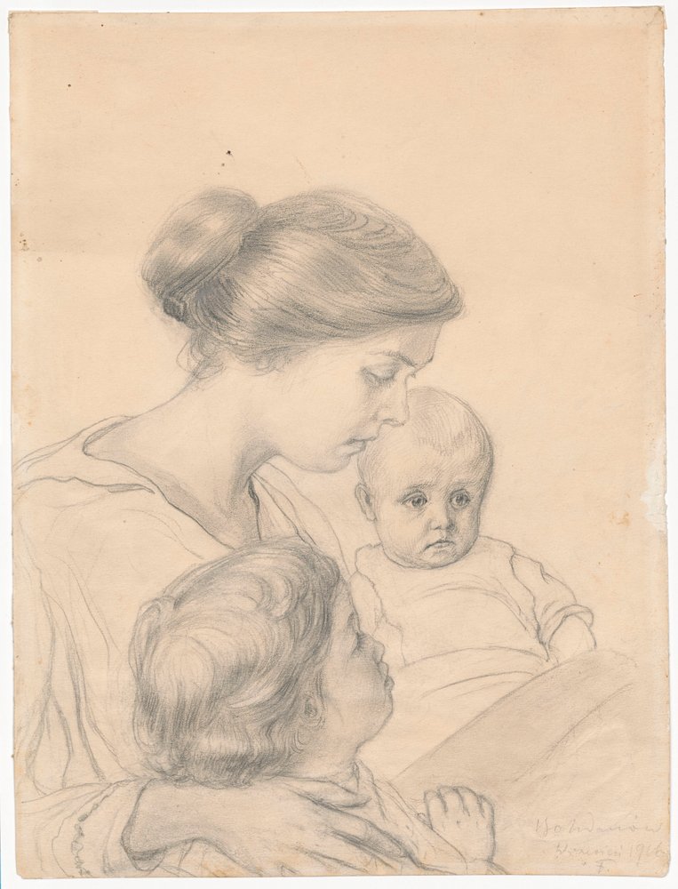 Retrato de la esposa con los niños, Janeczka y Edzio de Ferdynand Ruszczyc