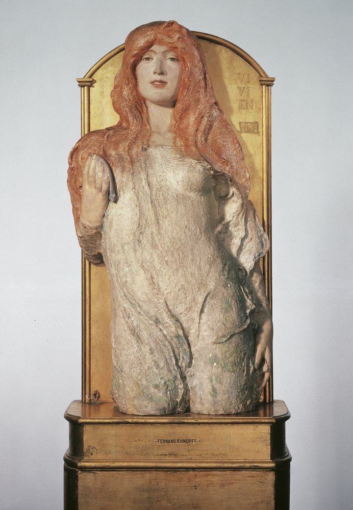 Figura de medio cuerpo de una ninfa («Vivien») de Fernand Khnopff