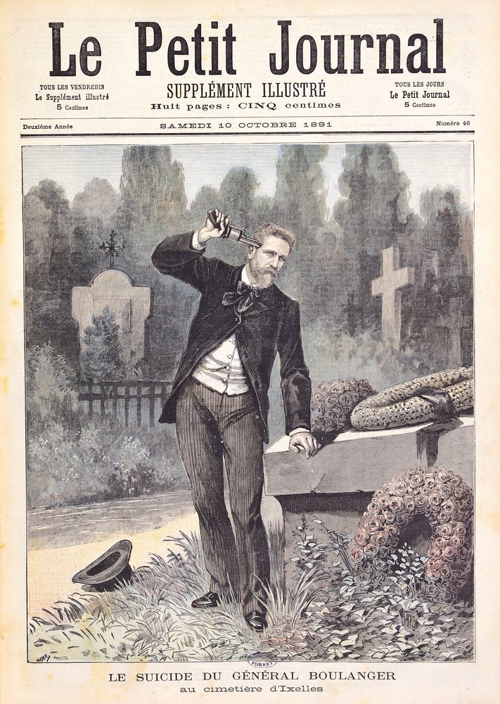 El suicidio del general Georges Ernest Boulanger (1837-91) en el cementerio de Ixelles, de «Le Petit Journal», 10 de octubre de 1891 de Fortune Louis Meaulle and Henri Meyer