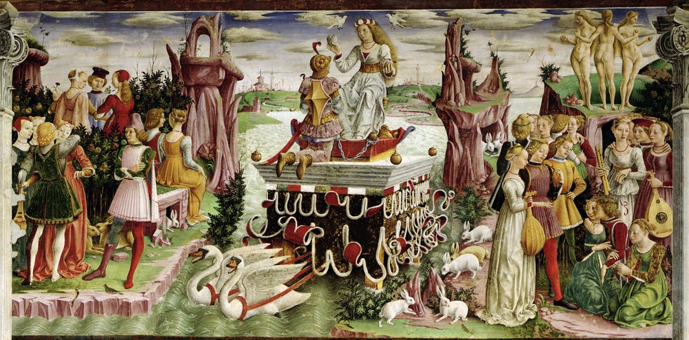 El triunfo de Venus: abril de la Sala de los Meses, hacia 1467-70 (detalle de 237993) de Francesco del Cossa