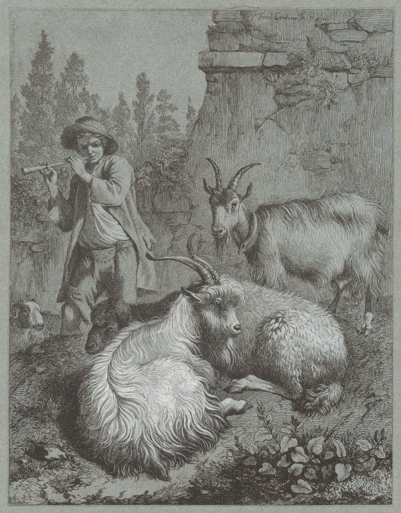 Pastor tocando una flauta con cabras, 1764 de Francesco Londonio