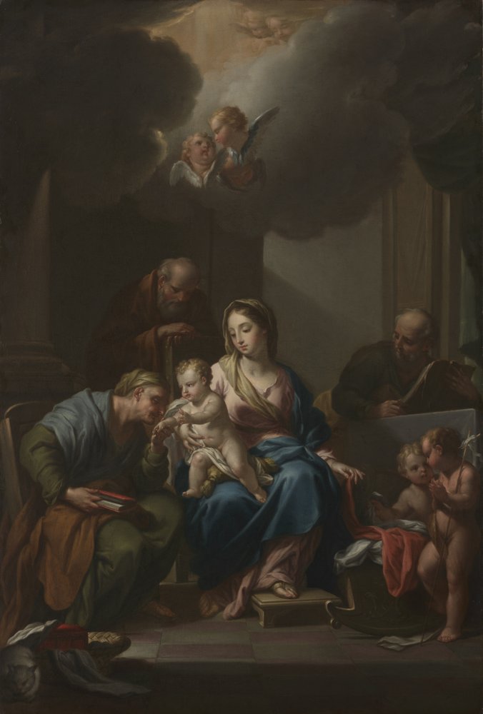 Presentation Sketch for "The Holy Family with Saints Anne, Joachim, and John the Baptist" (for Santa Maria in Via Lata, Roma) de Francesco Trevisani