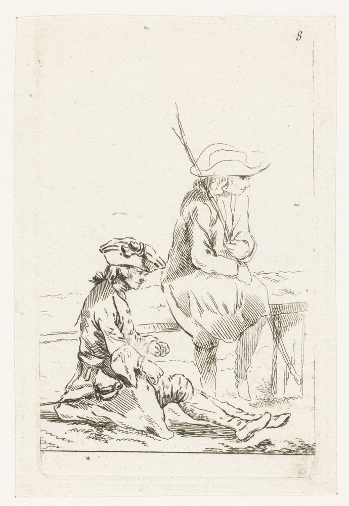 Un soldado y un granjero de François Boucher
