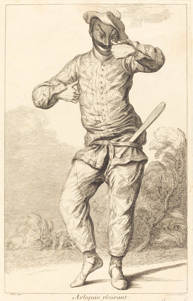 Arlequín llorando de François Joullain after Claude Gillot
