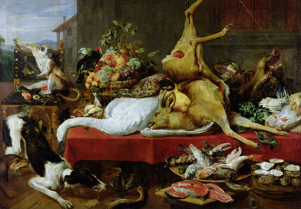 Bodegón con un ciervo rojo de Frans Snyders or Snijders