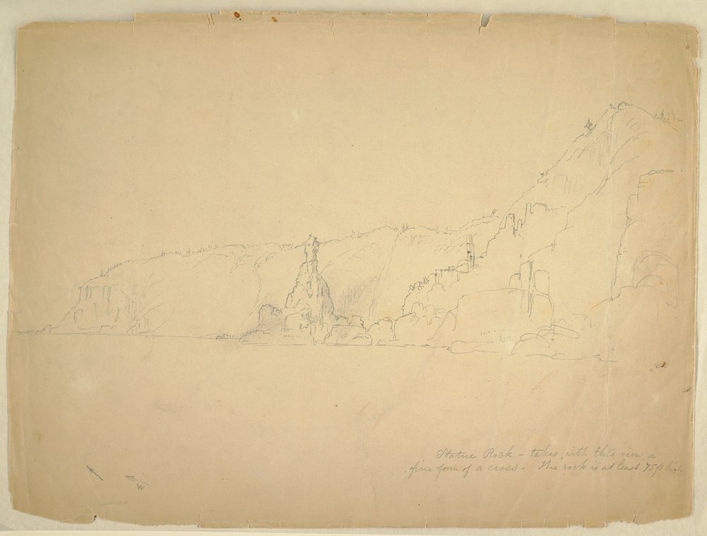 Dibujo, "Statue Rock", septiembre de 1851 de Frederic Edwin Church