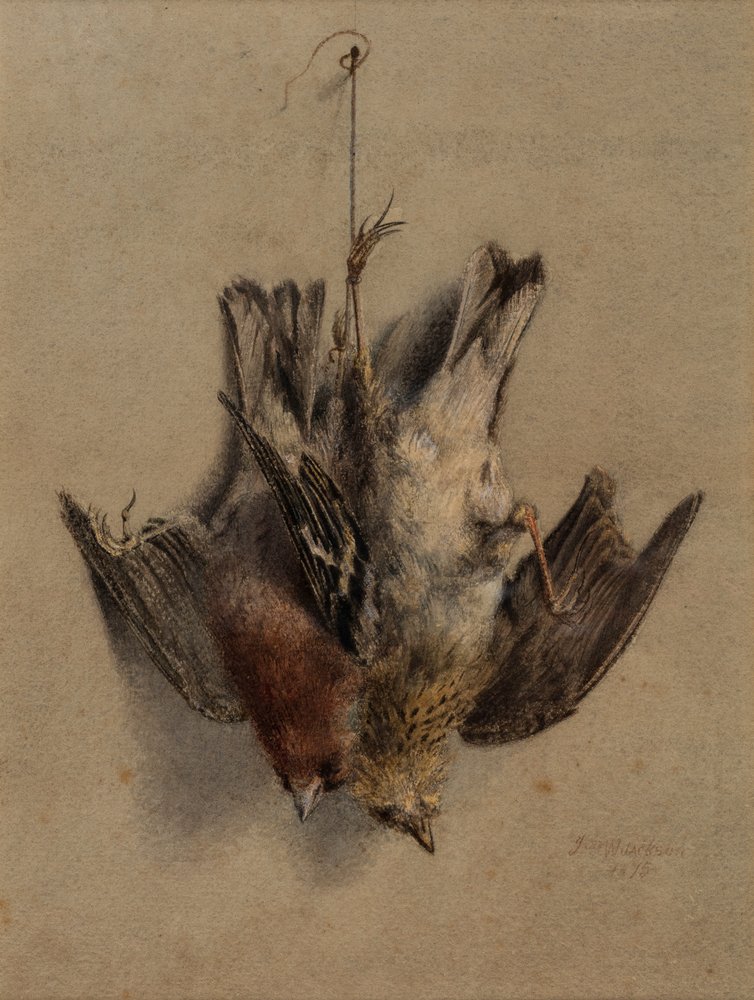 Naturaleza muerta, Alondras de Frederick William Jackson