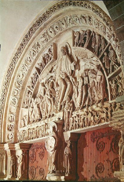 Pentecostés, del tímpano del portal central, c.1120 de French School