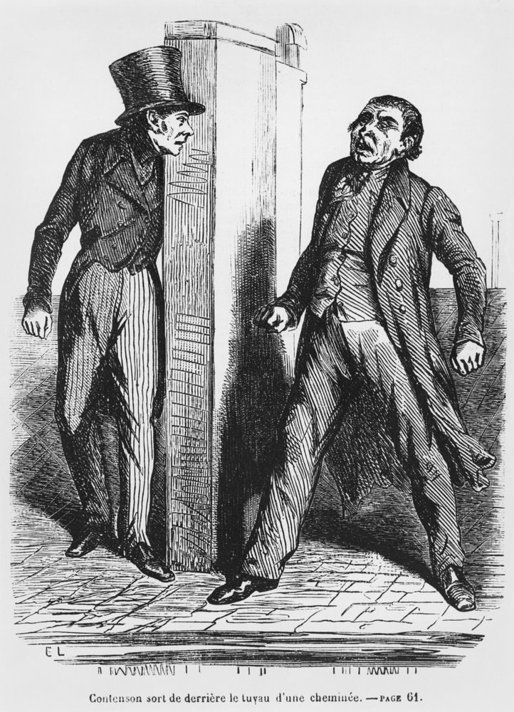 Contenson y Vautrin, ilustración de Esplendores y Miserias de las Cortesanas por Honoré de Balzac, publicado en 1867 de French School