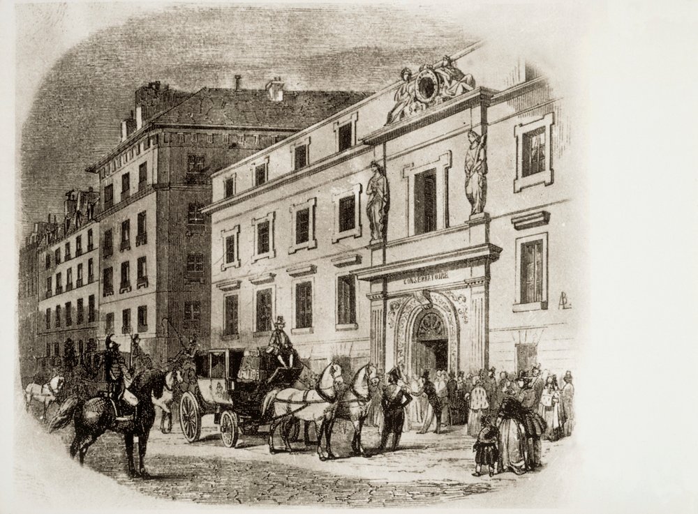 Conservatorio de París en los años 1830 (grabado) de French School