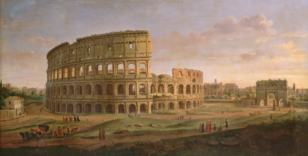 Vista del Coliseo con el arco de Constantino, c.1716 de Gaspar van Wittel