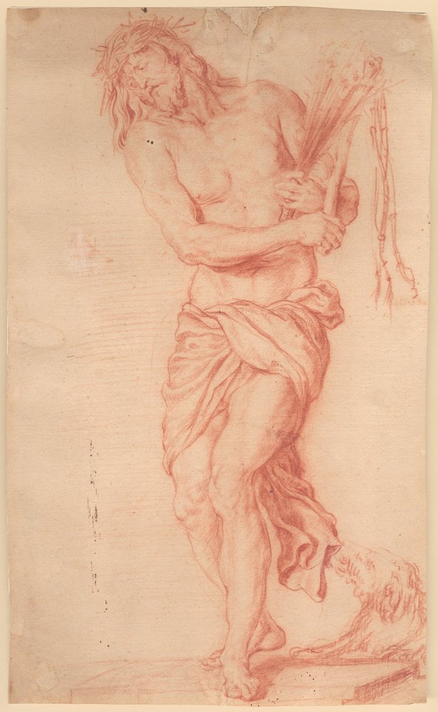 Ecce Homo. Cristo sufriente de pie con látigo y corona de espinas en la cabeza de Georg Petel